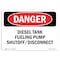 Signmission Safety Sign, OSHA Danger, 7" Height, 10" Width, Rigid Plastic, Diesel Tank Fueling Pump, Landscape OS-DS-P-710-L-2065 - alternate 1